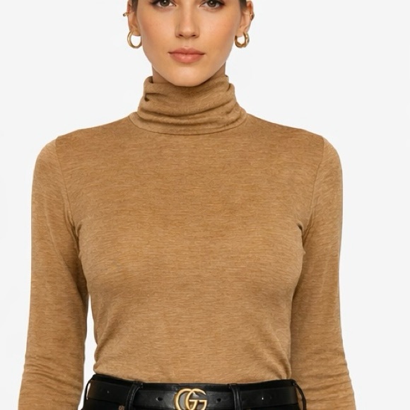 Pristine Club Monaco Camel Heather wool blend JULIE turtleneck Size: Medium - Picture 2 of 11